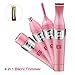 Bikini Trimmer, 4 in 1 Women Shaver Eyebrow Trimmer Nose Trimmer Battery Operated Bikini Grooming Kit Mini Portable Design Women Groomer Kit for Bikini Area/Armpit/Arm/Leg (Pink)