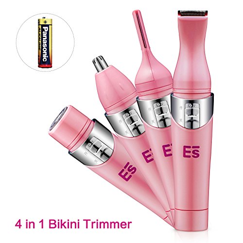 UPC 191094654740, 4 in 1 Bikini Trimmer Women Shaver Eyebrow Trimmer Nose Trimmer Battery Operated Bikini Grooming Kit Mini Portable Design Women Groomer Kit for Bikini Area/ Armpit / Arm / Leg (Pink)