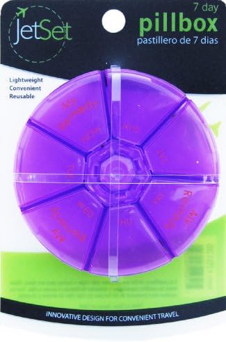 Jetset 7 Day "My Remedy" Plastic Pill Box - Innovative Design Makes It Great for Day to Day Use or Travel
