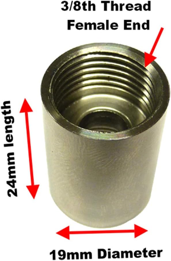 Byretech 15mm to 3/8th Female to Female Stainless Steel Shower Hose Converter BYSHC02, Silver, 19mm x 24mm - Image 5