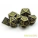 Bescon New Style Ancient Brass Solid Metal Polyhedral D&D Dice Set of 7 Brass Metallic RPG Role Playing Game Dice 7pc Set D4-D20