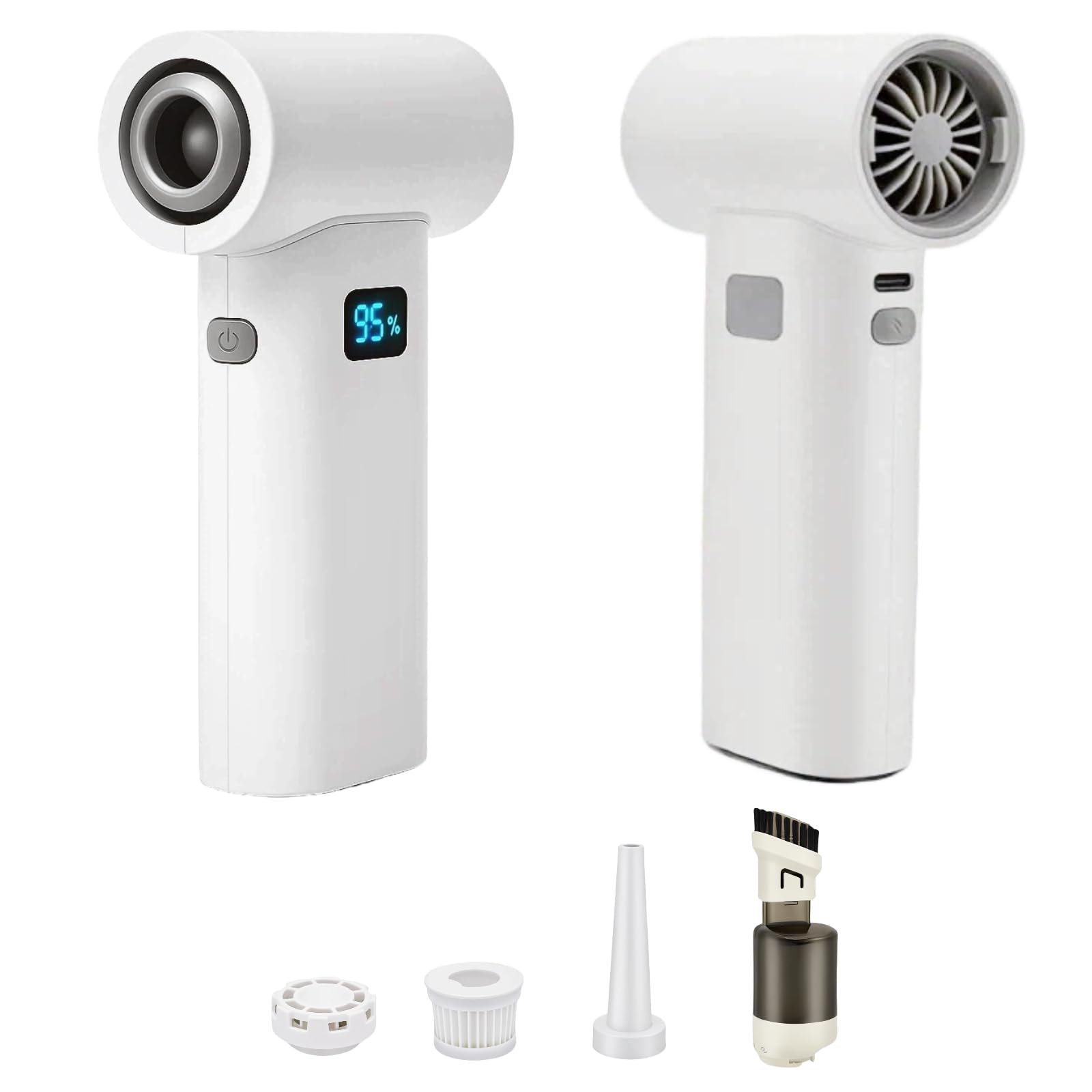 SHOWSUN Portable Handheld Turbo Fan, 6 Speeds Adjustable Mini Personal Fan, 5000mAh Rechargeable Battery with LED Light & Multi-Function Dust Kit for Travel Camping Makeup Essentials Gifts