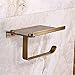 Leyden Antique Brass Toilet Paper Holder, Bathroom Tissue Roll Holder with Phone Shelf Stand Wall Mounted