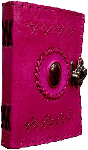 PRASTARA HANDICRAFTS Leather Journal One Chakra Medieval Stone Embossed Handmade Book of Shadows Notebook Office Diary College Book Poetry Book Sketch Book 5 x 7 Inches