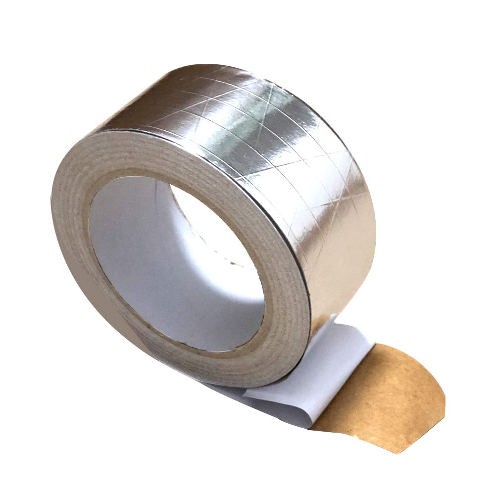 Westspark 2in Reinforced Self-Adhesive Silver Tape with String, Fiber-Glass Heat Jacketing Insulation Resistant High Temperature HVAC Tape