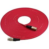 GLS Audio 50ft Mic Cable Patch Cords - XLR Male to XLR Female Red Microphone Cables - 50' Balanced Mike Snake Cord