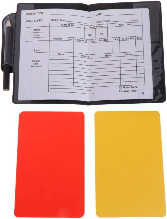 Football Referee Soccer Wallet, Booking Note Pad, Yellow & Red Cards & Pencil