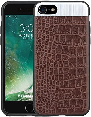 SONIASS iPhone 7 Case, Crocodile Skin Pattern Ultra Slim Thin Luxury Soft TPU Leather + Metal 360 All Around Fashion Case, Protective Bumper Perfect Fit For iPhone 7 4.7 Inch(Brown)
