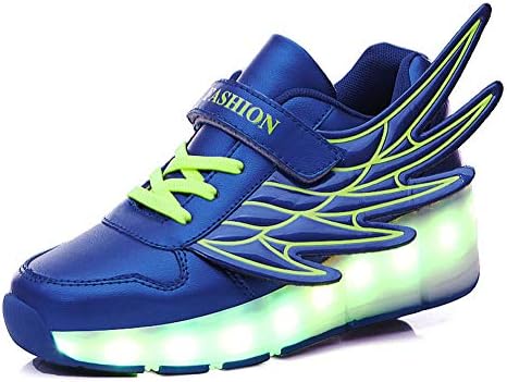 Unisex Kids LED Roller Skate Shoes 7 Colors Flashing USB Rechargeable Skates Double Wheels Sneakers Multisports Outdoor Technical Skateboarding Shoes for Boys Girls