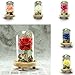 Yeefant Micro Landscape Decoration, Romantic Roses in a Glass Dome on Wooden Base with Light for Birthday Gift Bedroom Livingroom Decor,4x4x4.3 Inch (Yellow)