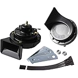 FARBIN Waterproof Auto Horn 12V Car Horn Loud Dual-Tone Electric Snail Horn Kit Universal for Any 12V Vehicles Black