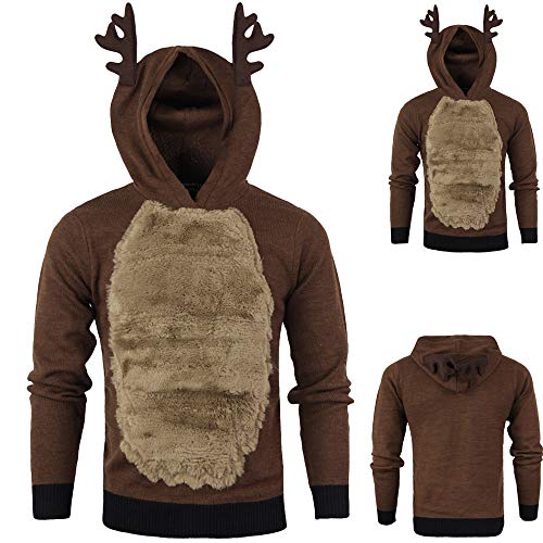 Clearance Forthery Christmas Hoodie Men's 3D Xmas Reindeer Fleece Hooded Sweatshirt(Brown , US Size 2XL = Tag 3XL) - Thumbnail 2