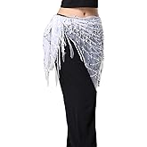 Lauthen.S Women Belly Dance Hip Scarf, Sequin Tassels Triangle Tribal Wrap Skirt Waist Chain