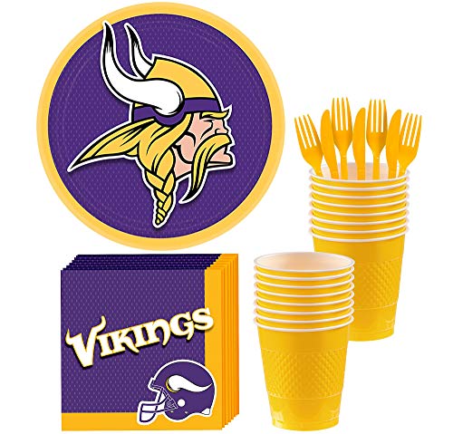 Party City Minnesota Vikings Party Supplies for 18 Guests, Include Paper Plates, Paper Napkins, Cups - //coolthings.us