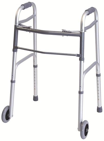 SIMMANS Premium Imported Light Weight Aluminum Height Adjustable Folding Walker with Wheels