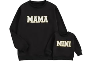 ZAXARRA Mommy and Me Matching Outfits Long Sleeve Crewneck Pullover Tops Mama Sweatshirt Mama and Mini Clothes