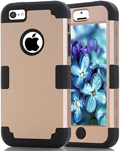 iPhone 5c case, (TPU+ Silicone) Anti-slip Shockproof Dustproof slim and stylish protective case for iPhone5c (Golden+Black)