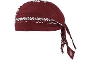Surakey Sweat Wicking Doo Rag Cooling Dew Rag Helmet Liner Motorcycle Head Wrap Bandana Skull Caps Turban Headwear for Men and Women (Wine Red)