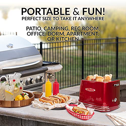 Nostalgia 4 Slot Hot Dog and Bun Toaster with Mini Tongs, Hot Dog Toaster Works with Chicken