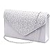 Jubileens St Ladies Large Evening Satin Bridal Diamante Ladies Clutch Bag Party Prom Envelope
