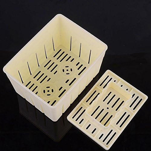 DIY Soybean Curd Making Machine, Homemade Tofu Press Maker Mold Box, Plastic Tofu Making Mold Kitchen Cooking Tool, Soy Pressing Mould Kit Set(14cm 11cm 9.5cmYellow)