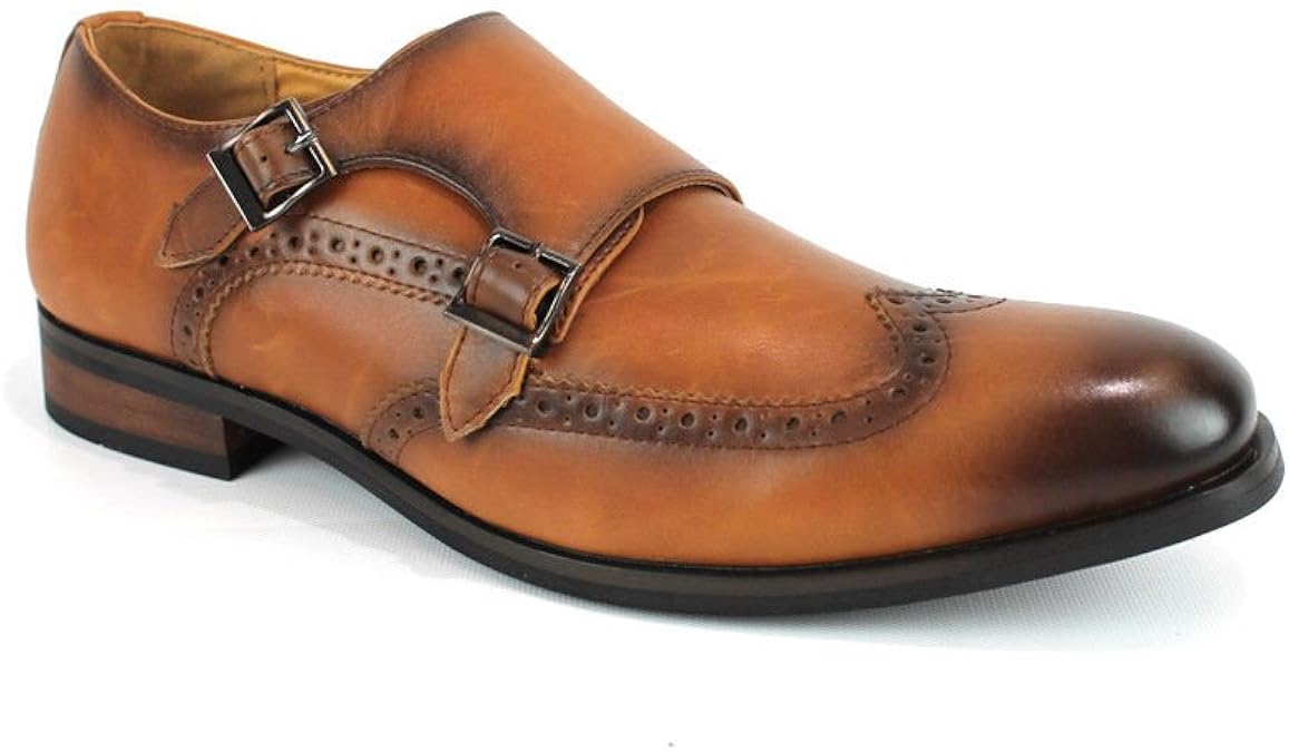 Santino Luciano Mens Dress Shoes Cognac Brown Wing Tip