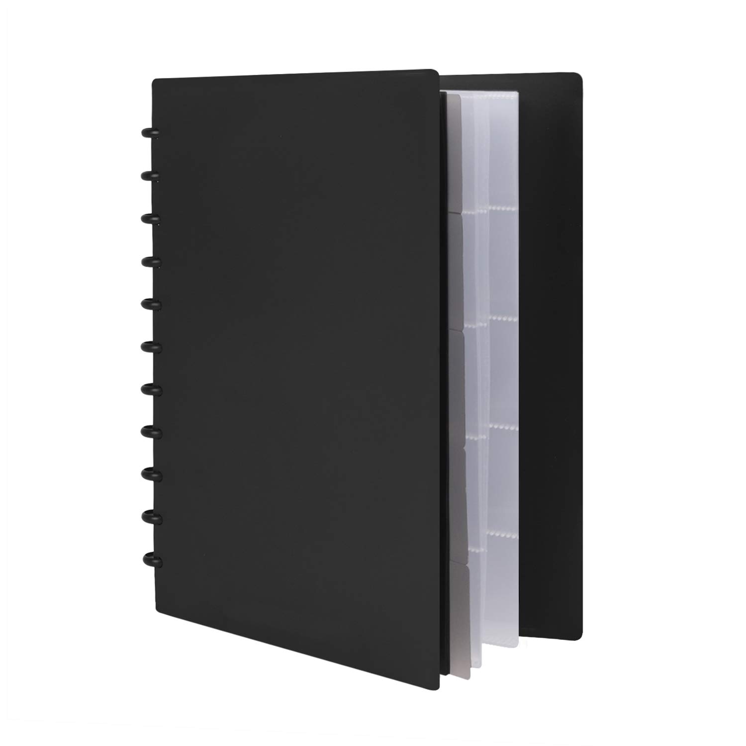 Spiral-Bound A4 Presentation Display Book 20 Clear Pockets Polycovers Plastic Multi Pocket Project Folders Document Organizer Art Portfolio Storage Case for Presentation, Artwork, Interviews