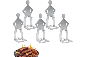 5pcs Funny Man Shaped BBQ Hot Dog Holder, Stainless Steel Sausage Roaster Stand for Grill, Camping and Picnic or Portable Gas