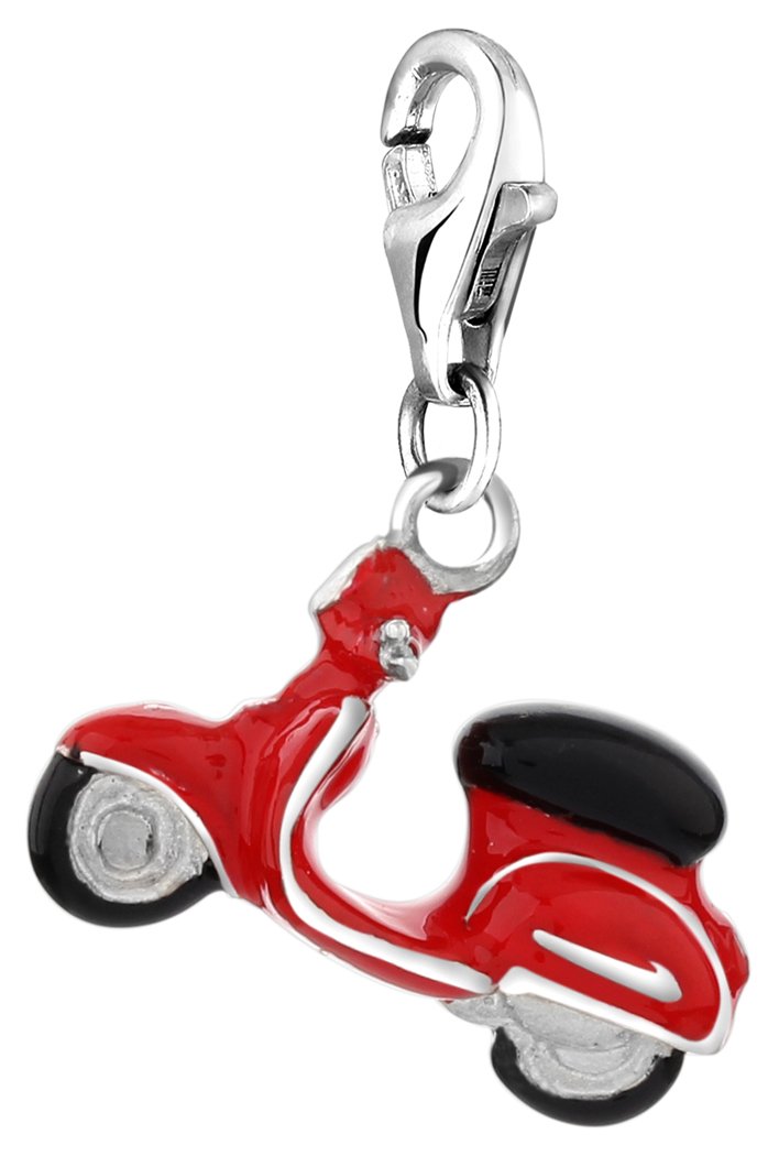 Nenalina Charm red Scooter Pendant, for All Brands of Charm Bracelets and Necklaces and Charm Carrier Many Popular, Made of 925 Sterling Silver, 714046-001