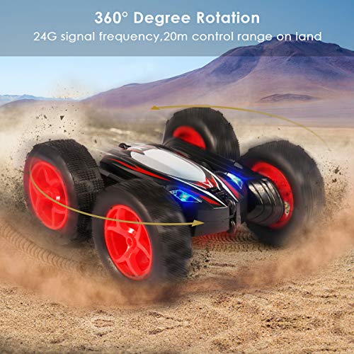 Fane Remote Control Car RC Stunt Car, 4WD Monster Truck Double Sided Rotating Tumbling - 2.4GHz High Speed Rock Crawler Rechargeable Vehicle Toy with Headlights - Thumbnail 5