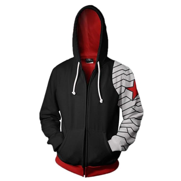 Xinxin Winter Soldiers Anime 3D Cosplay Zip Hoodie - Unisex Adult Costume Cardigan