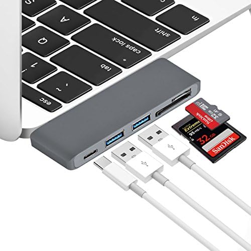 iHomer Type-C USB 3.0 5 in 1 Combo Hub for Macbook with 1 Type-C Port, 2 USB 3.0 Ports, 1 SD Card and 1 Micro Card Slots (Space Gray)
