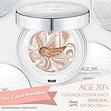 [ AGE TWENTIES ] Age 20's Compact Foundation Premium Makeup, 1 Extra Refill - White Latte Essence Cover Pact SPF50+ (Made in Korea) - Color No. 25 - White/Deep Beige Latte