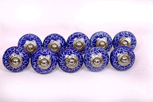 Glitknob 10 Knobs Blue & White Hand Painted Ceramic Knobs Cabinet Drawer Pull