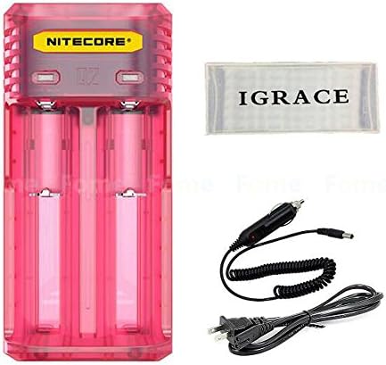 Smart Battery Charger, iGrace Nitecore Q2 2A Quick Charger Active Current Distribution Technology for Li-ion Rechargeable Batteries like 18650 18350 16340 and More Support Car Charger