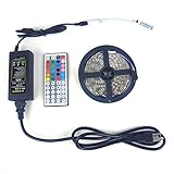 LEDNICEKER 5050 LED Strip Lights - 16.4ft / 5M Flexible 5050 RGB LED Light With Mini 44key LED Controller and DC 12V5A Power Adapter