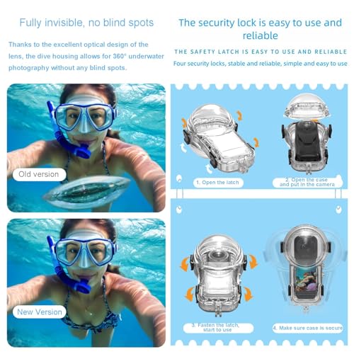 Invisible Dive Housing Case for Insta360 X5, 60m Depth Resistant to Scratches and Drops, Waterproof Case for Insta 360 X5