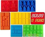 KABOOCHY Building Brick Ice Cube Trays for Lego lovers, set of 6