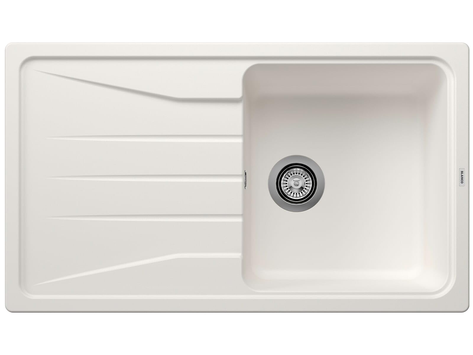 Blanco SONA 5 S | SILGRANIT Sink in White | Installation Type: Inset Installation from Above | Reversible | for 50 cm Wide Base cabinets | Large Bowl | Easy-Care Surface | [86x50x20.2 cm]