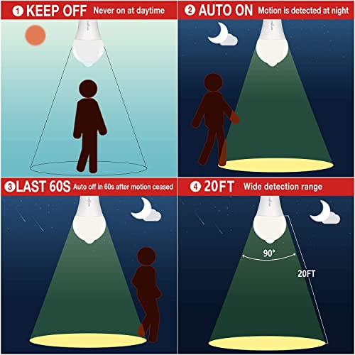 Sengled Motion Sensor Light Bulbs, Motion Activated Auto On/Off, 2700K