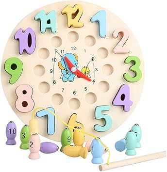 Amazon Co Jp 釣り時計ゲームキッズベビー木製マグネット子供の教育玩具1 2 3歳 スポーツ アウトドア