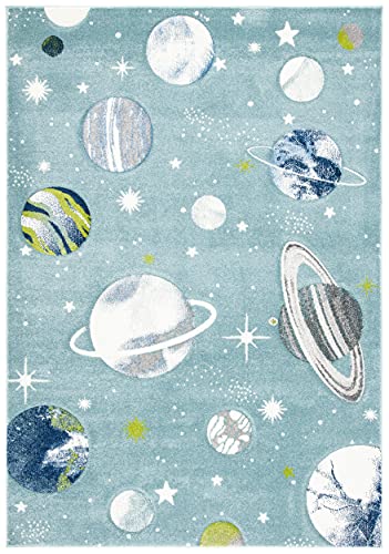 SAFAVIEH Carousel Kids Collection Accent Rug - 2'3" x 4', Teal & Ivory, Non-She…