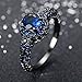 JunXin Delicate 6MM Round Shape Blue Sapphire Black Gold Halo Rings Wedding Size6/7/8/9/10