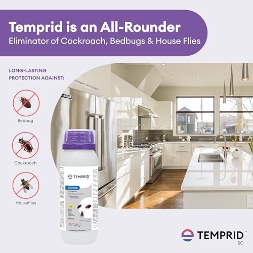 Temprid SC for Cockroach, Mosquitoes, House Flies & Bed Bug Control | No Smell | Mix Only with Water |General Pest Control Liquid | 500ml 3