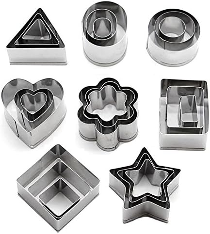 AUTIDEFY Cookie Cutters Set - Metal Stainless Steel Mini Geometric Shapes Dessert Pastry Cutters,for Kitchen,Baking,Halloween&amp; Christmas,Set of 24