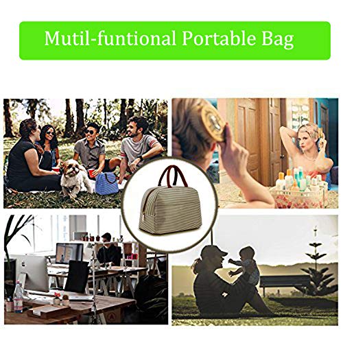 Lunch Bag, Taisk Lunch Tote Insulated Lunch Box Organizer Lunch Container (Brown White Stripes) - Thumbnail 6