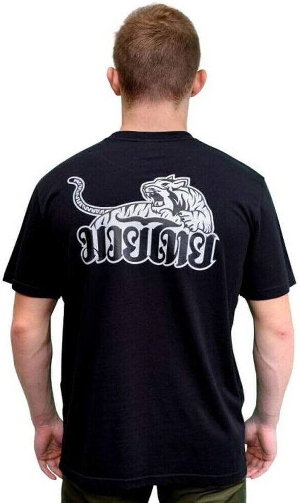 YOKKAO Tiger Print T-Shirt Black Casual Muay Thai Boxing Kickboxing Training Tee
