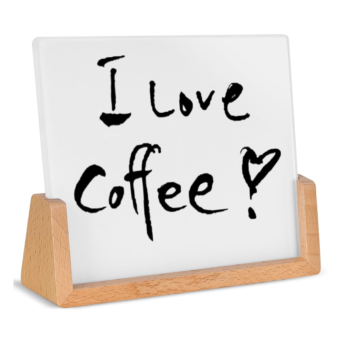 Umtiti White Glass Dry Erase Board with Solid Wood Base, Desktop Memo Whiteboard, Writing Note Pad, Mini Glass White Board for Tabletop Display(Glass1518-Rustic)