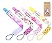 FLASH SALE Pacifier Clip 4 Pack by Akeekah For Girl Unique 2 Sided Design Pacifier Holder Binky Leash with Plastic Clip Washable Perfect Baby Shower Gift