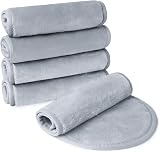 URAQT 5 Pack Microfiber Face Cloths Makeup Remover Washable Grey 40x17cm view 8